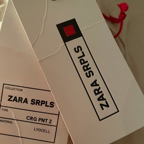 Zara SRPLS Cargo Pants High Waist Pink Pastel Button Fly Lyocell NWT New M - Picture 6 of 8